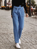 Tied Straight Jeans with Pockets - Trendsi - Flyclothing LLC