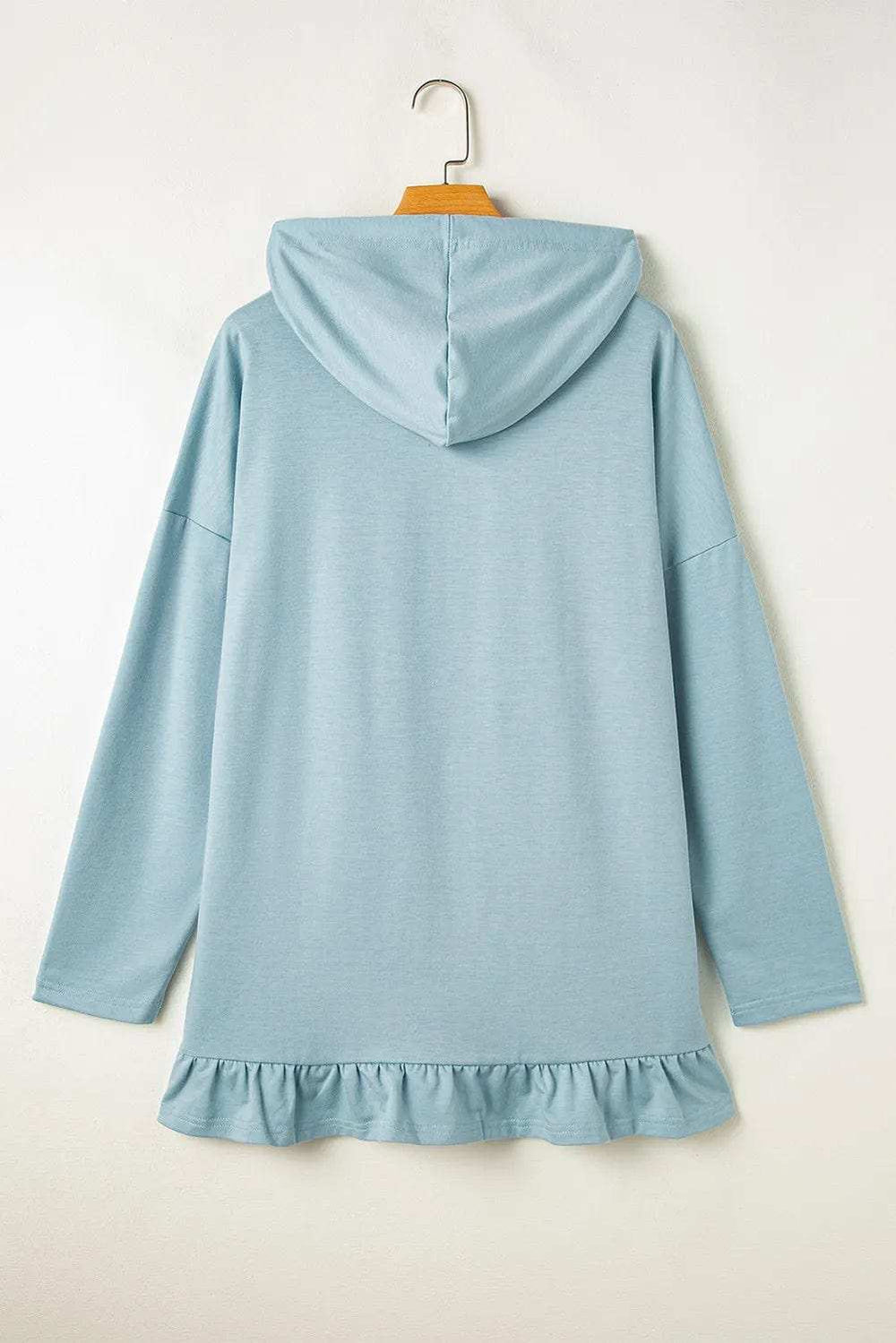 Drawstring Ruffled Dropped Shoulder Long Sleeve Hoodie - Trendsi - Flyclothing LLC
