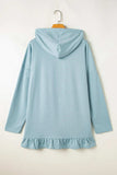Drawstring Ruffled Dropped Shoulder Long Sleeve Hoodie - Trendsi - Flyclothing LLC