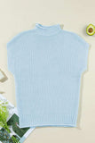 Turtleneck Cap Sleeve Sweater - Trendsi - Flyclothing LLC