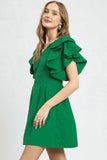 Umgee Double Ruffle Sleeve Fit and Flare Dress - Trendsi - Flyclothing LLC