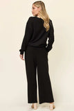 Double Take Full Size Texture Long Sleeve Top and Pants Set - Trendsi - Flyclothing LLC
