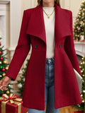 Collared Neck Button Up Long Sleeve Coat - Trendsi - Flyclothing LLC
