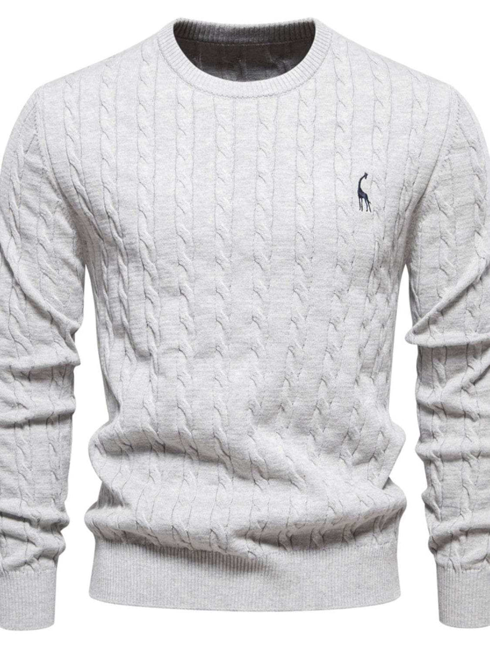 Men's Cable-Knit Round Neck Long Sleeve Sweater - Trendsi - Flyclothing LLC