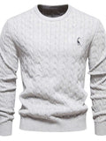 Men's Cable-Knit Round Neck Long Sleeve Sweater - Trendsi - Flyclothing LLC