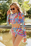 Printed Zip Up Three-Piece Swim Set - Trendsi - Flyclothing LLC
