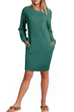 Striped Round Neck Long Sleeve Mini Dress - Trendsi - Flyclothing LLC