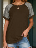 Full Size Contrast Round Neck Short Sleeve T-Shirt - Trendsi - Flyclothing LLC