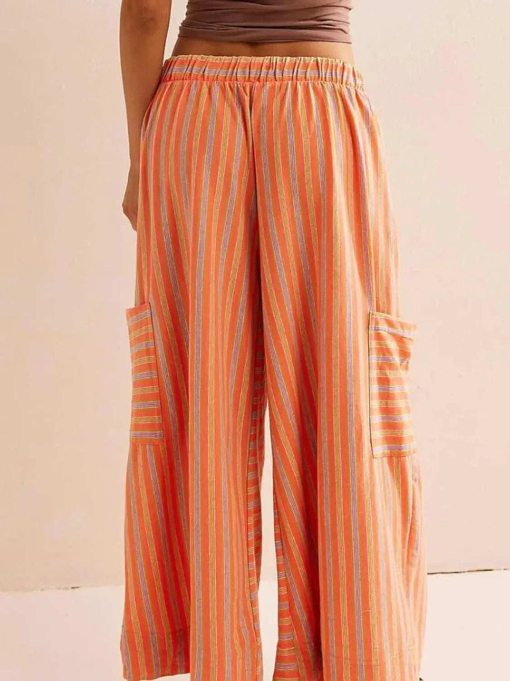 Contrast Striped Wide leg Pants - Trendsi - Flyclothing LLC