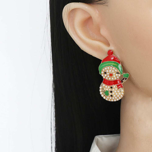 Snowman Rhinestone Alloy Earrings - Trendsi - Flyclothing LLC