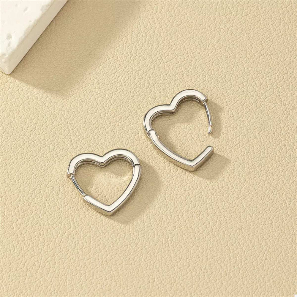 Alloy Heart Shape Hoop Earrings - Trendsi - Flyclothing LLC