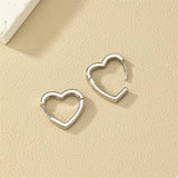 Alloy Heart Shape Hoop Earrings - Trendsi - Flyclothing LLC