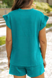 Ruffled Cap Sleeve Top and Shorts Set - Trendsi - Flyclothing LLC