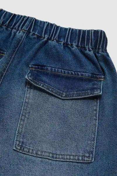 Drawstring Waist Wide Leg Shirred Jeans - Trendsi - Flyclothing LLC