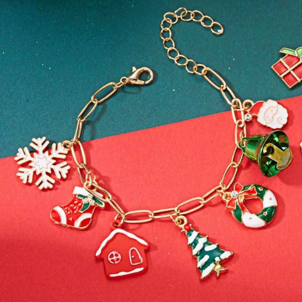 18K Gold-Plated Resin Christmas Theme Bracelet - Trendsi - Flyclothing LLC