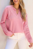 Daisy Notched Long Sleeve Sweater - Trendsi - Flyclothing LLC