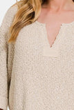 Zenana Notched Side Slit Patch Sweater - Trendsi - Flyclothing LLC