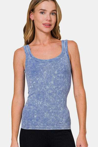 Zenana Ribbed Scoop Neck Tank - Trendsi - Flyclothing LLC