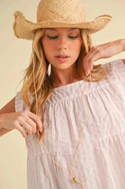 Aemi+Co Ruched Striped Round Neck Sleeveless Top - Trendsi - Flyclothing LLC