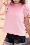 Textured Ruffle Cap Sleeve Top - Trendsi - Flyclothing LLC