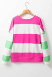 Contrast Color Block Round Neck Long Sleeve Top - Trendsi - Flyclothing LLC