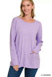Zenana Viscose Long Sleeve Front Pockets Sweater - Trendsi - Flyclothing LLC