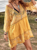 Lace Detail Plunge Cover-Up Dress - Trendsi - Flyclothing LLC