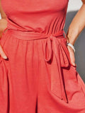 Single Shoulder Tie Waist Romper - Trendsi - Flyclothing LLC