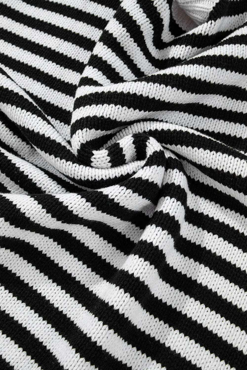 Striped Round Neck Long Sleeve Sweater - Trendsi - Flyclothing LLC