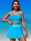 Scoop Neck Top and Skort Swim Set - Trendsi - Flyclothing LLC