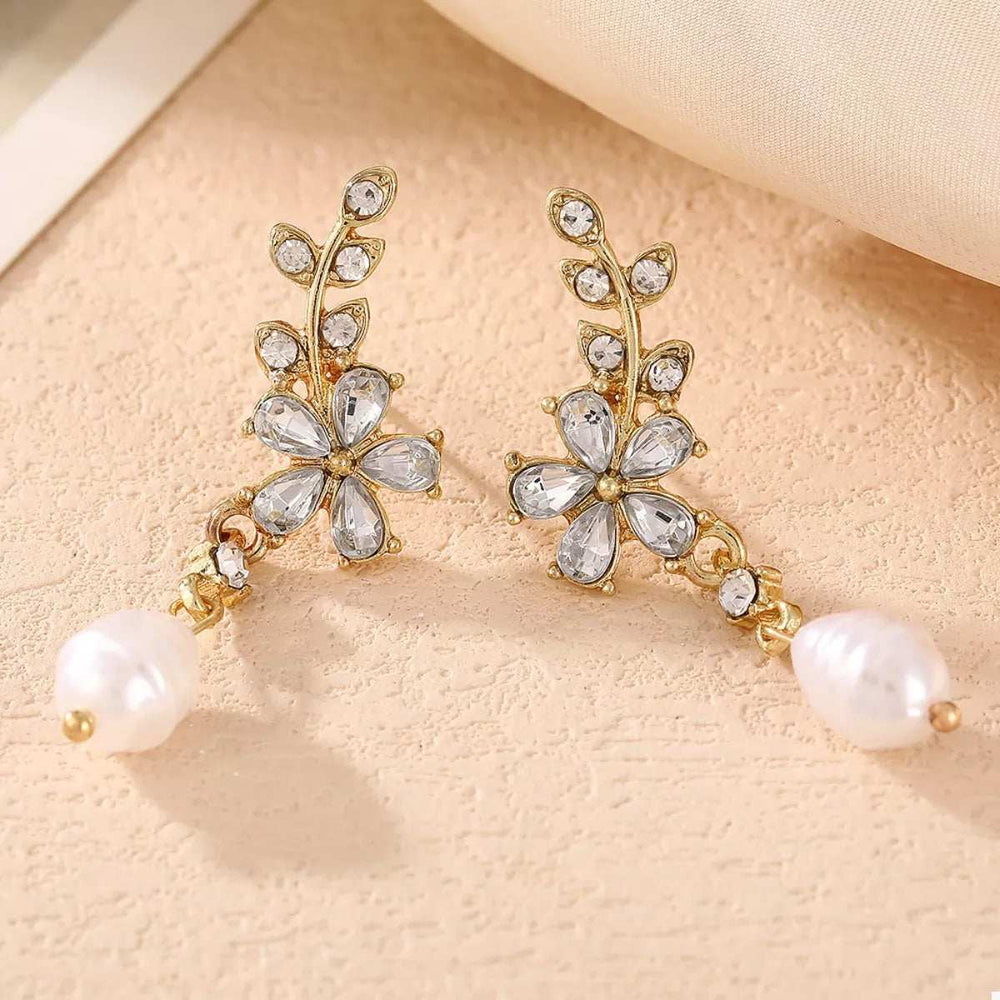 Flower Pearl Drop Earrings - Trendsi - Flyclothing LLC