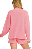 Zenana Round Neck Knit Top and Shorts Sweater Set - Trendsi - Flyclothing LLC