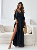Tied Shoulder Slit Maxi Dress - Trendsi - Flyclothing LLC