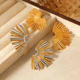 Stainless Steel Fan-Shaped Earrings - Trendsi - Flyclothing LLC