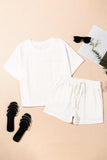 Texture Short Sleeve Top and Shorts Set - Trendsi - Flyclothing LLC