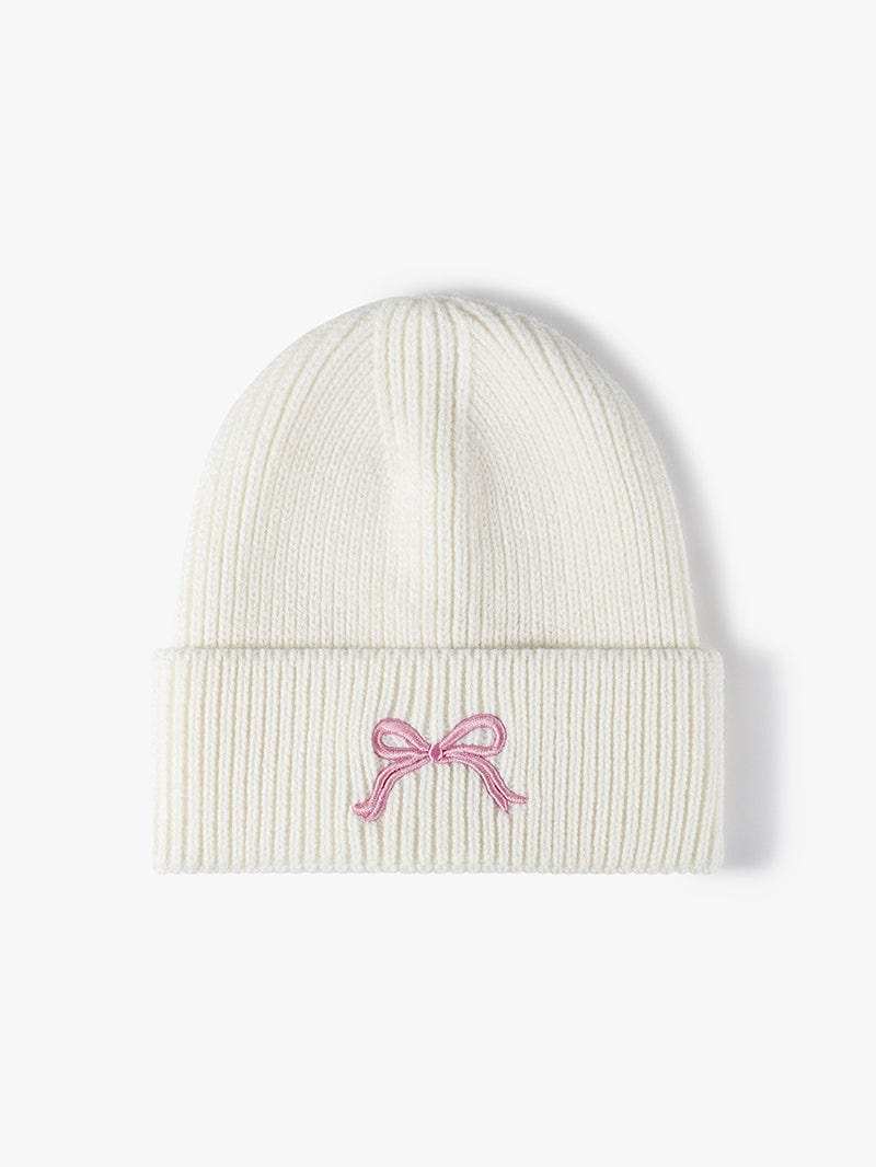 Embroidered Bow Knit Hat - Trendsi - Flyclothing LLC