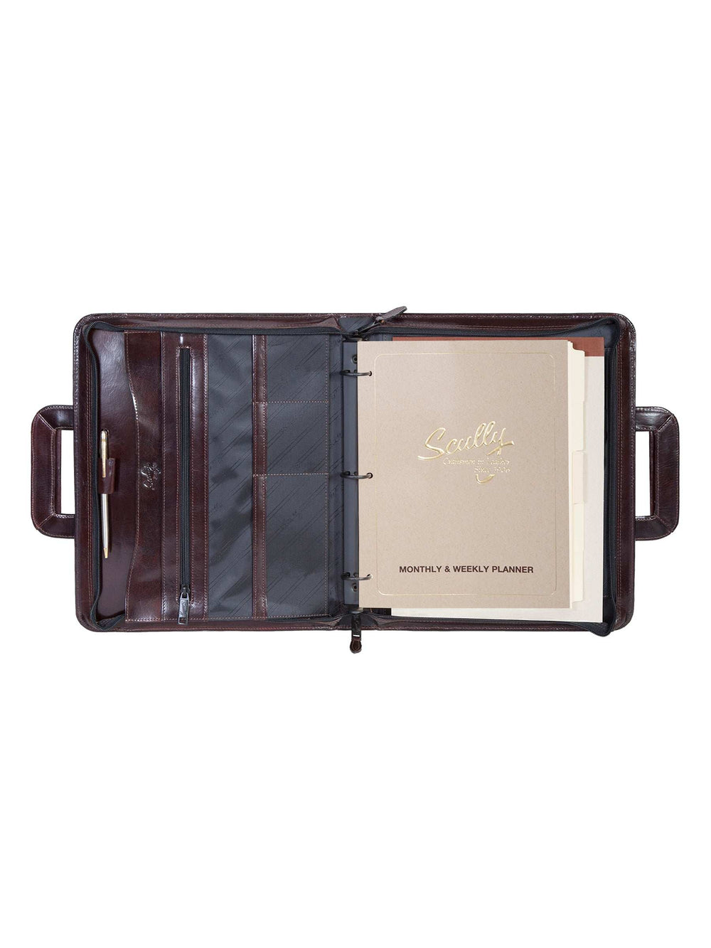Scully Leather 3 ring zip binder w/drop handles - Scully Leather - Flyclothing LLC