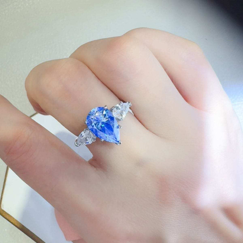 2 Carat 925 Sterling Silver Moissanite Teardrop Shape Ring - Trendsi - Flyclothing LLC