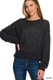 Zenana Textured Drop Shoulder Knit Top - Trendsi - Flyclothing LLC