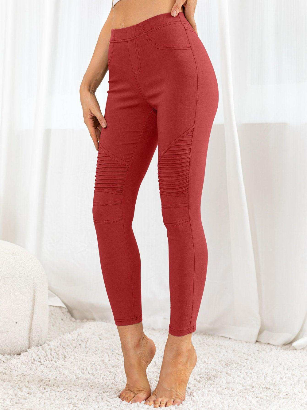 Ribbed Detail Leggings - Trendsi - Flyclothing LLC