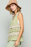 POL Ruffled Open Front Sleeveless Cardigan - Trendsi - Flyclothing LLC