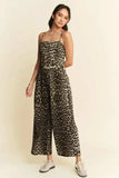 Davi & Dani Leopard Spaghetti Straps Wide Leg Jumpsuit - Trendsi - Flyclothing LLC
