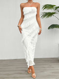 Devine Ruffled Slit Back Tube Maxi Dress - Trendsi - Flyclothing LLC