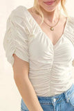 And The Why Buttery Soft Ruched Detailed Jersey Bodysuit - Trendsi - Flyclothing LLC
