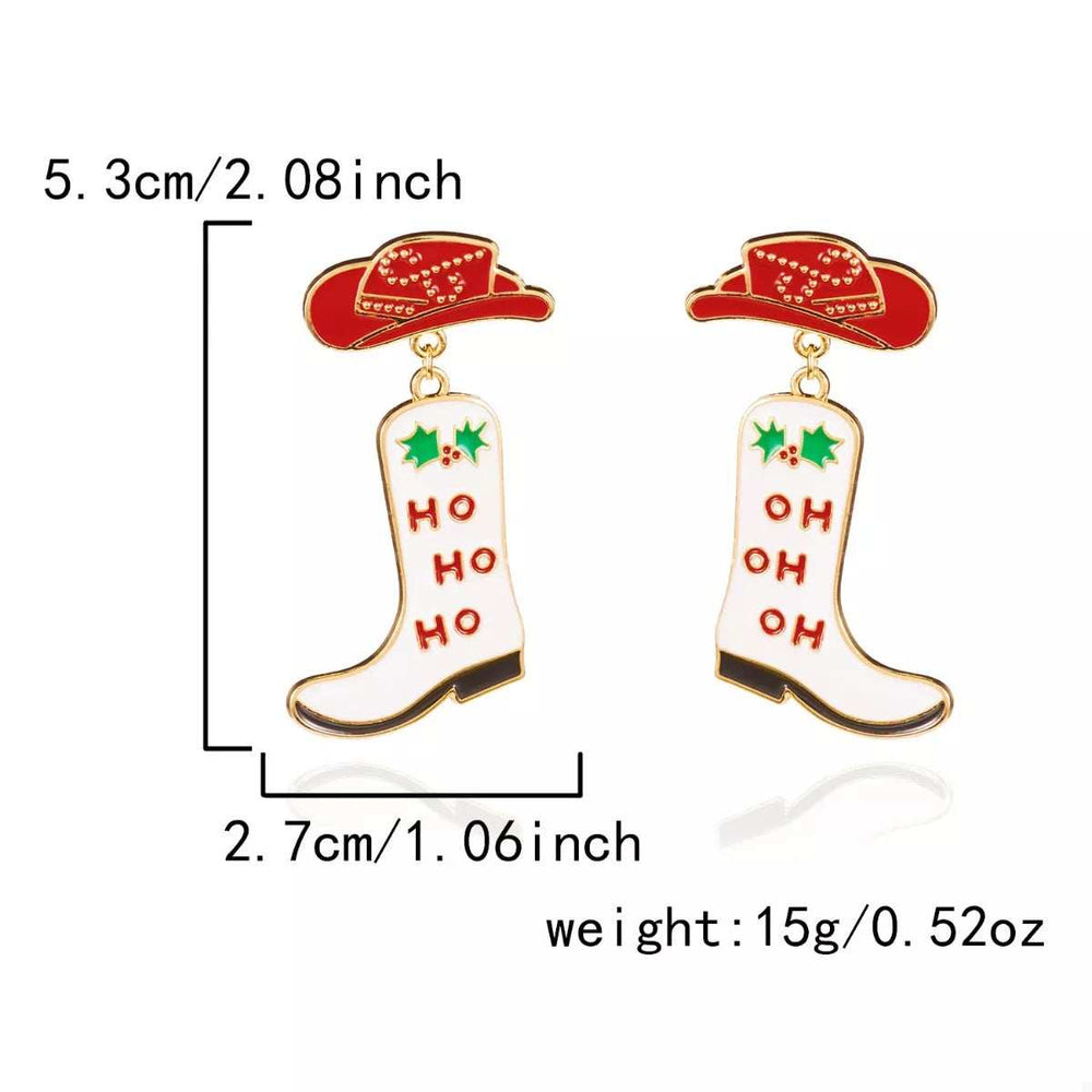 Christmas Cowboy Boots Earrings - Trendsi - Flyclothing LLC