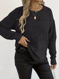 Textured Knit Relaxed Fit Round Neck Sweater - Trendsi - Flyclothing LLC