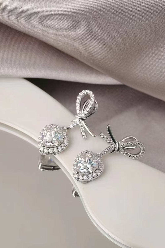 2 Carat Moissanite 925 Sterling Silver Heart Earrings - Trendsi - Flyclothing LLC