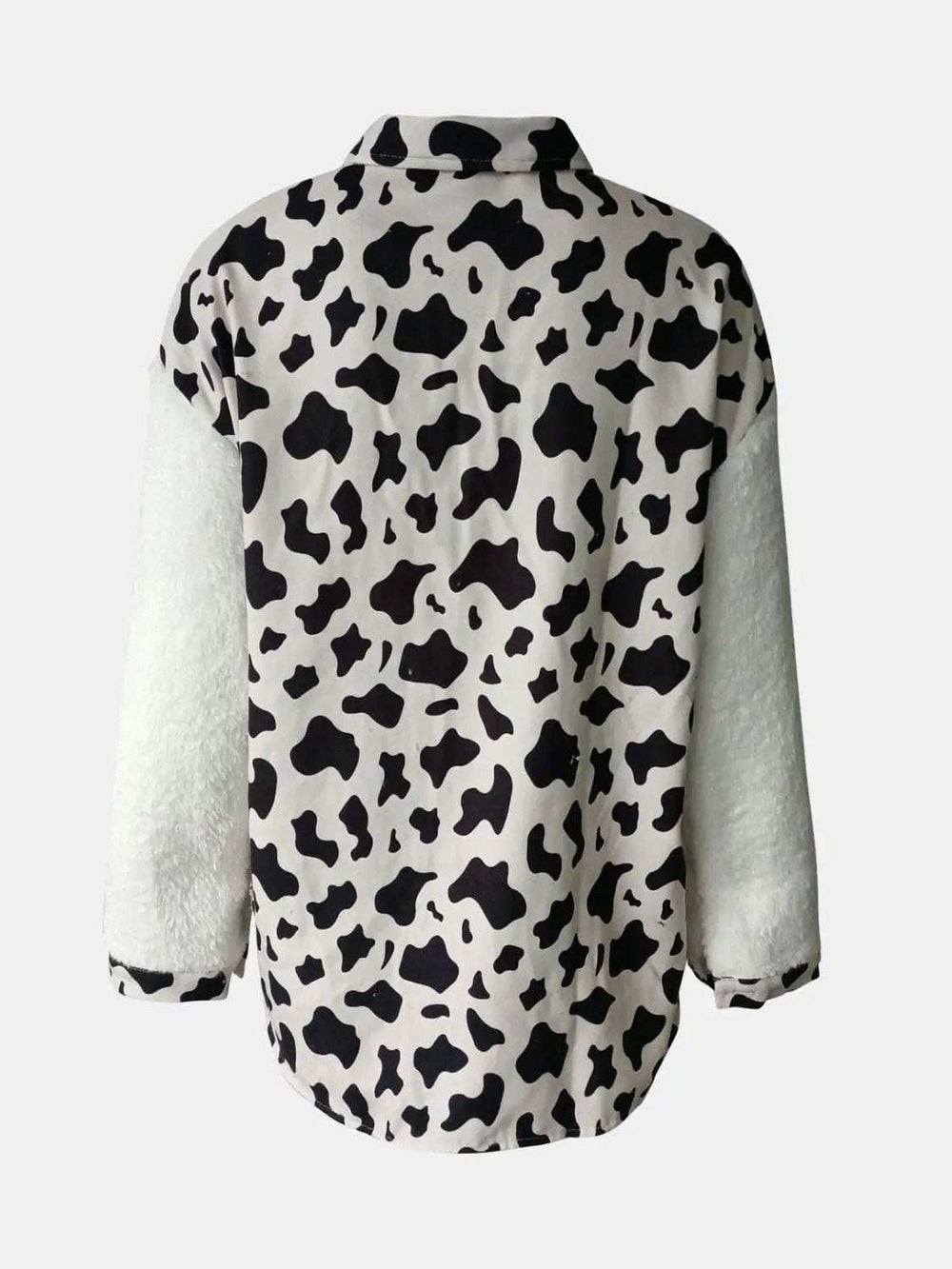Fuzzy Button Up Long Sleeve Jacket - Trendsi - Flyclothing LLC