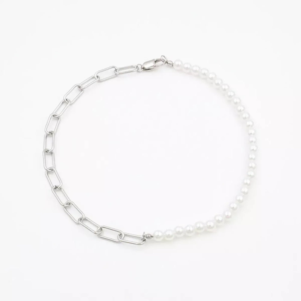 Pearl & Chain Link Necklace - Trendsi - Flyclothing LLC