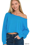 Zenana French Terry Boatneck Crop Top - Trendsi - Flyclothing LLC